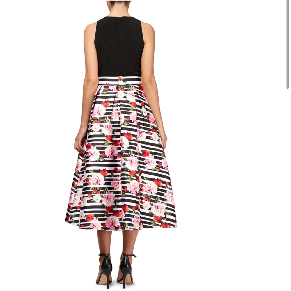 MIDI black with pink and red flowers dress - Picture 2 of 7